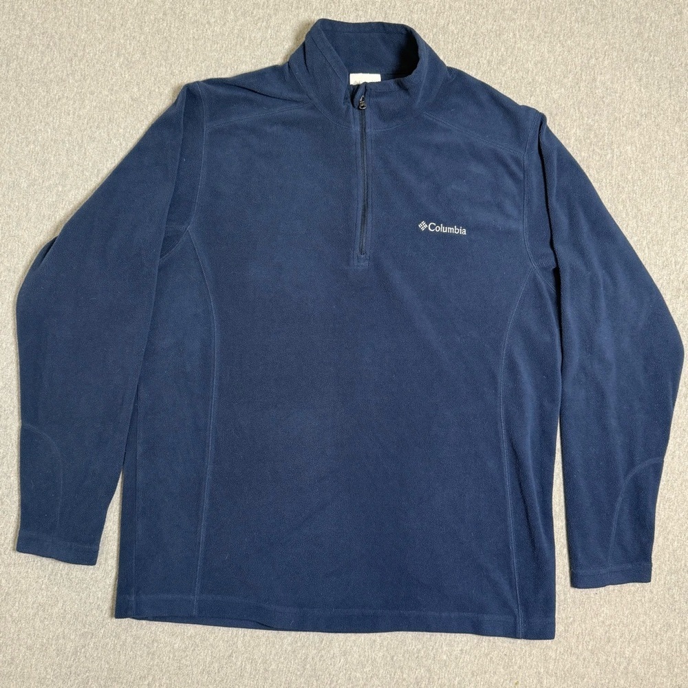 Columbia Fleece Mens M Small Navy Klamath Range II Half Zip Pullover Sweater - Picture 2 of 6